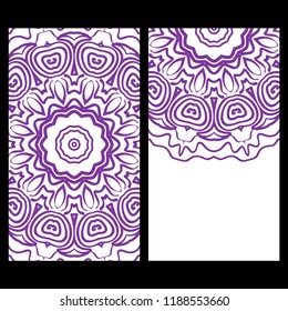 The front and rear side. mandala design elements. Wedding invitation, thank you card, save card, baby shower. Vector illustration.