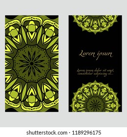 The front and rear side. mandala design elements. Wedding invitation, thank you card, save card, baby shower. Vector illustration.
