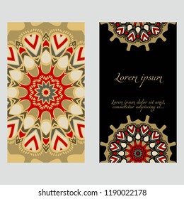 The front and rear side. mandala design elements. Wedding invitation, thank you card, save card, baby shower. Vector illustration