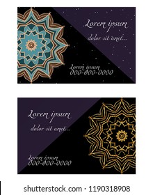 The front and rear side. mandala design elements. Wedding invitation, thank you card, save card, baby shower. Vector illustration