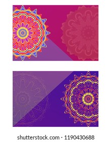 The front and rear side. mandala design elements. Wedding invitation, thank you card, save card, baby shower. Vector illustration