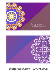 The front and rear side. mandala design elements. Wedding invitation, thank you card, save card, baby shower. Vector illustration