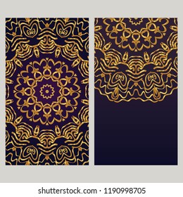 The front and rear side. mandala design elements. Wedding invitation, thank you card, save card, baby shower. Vector illustration.