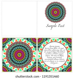 The front and rear side. mandala design elements. Wedding invitation, thank you card, save card, baby shower. Vector illustration.