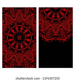 The front and rear side. mandala design elements. Wedding invitation, thank you card, save card, baby shower. Vector illustration.