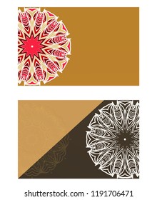 The front and rear side. mandala design elements. Wedding invitation, thank you card, save card, baby shower. Vector illustration