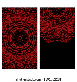 The front and rear side. mandala design elements. Wedding invitation, thank you card, save card, baby shower. Vector illustration.