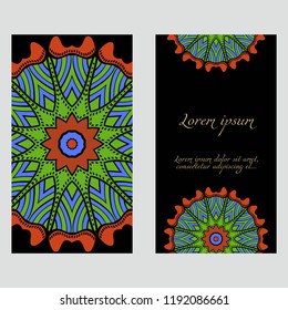 The front and rear side. mandala design elements. Wedding invitation, thank you card, save card, baby shower. Vector illustration.