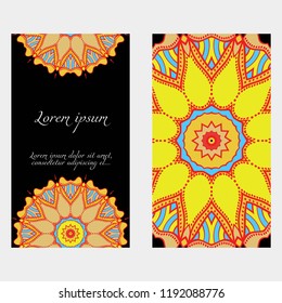 The front and rear side. mandala design elements. Wedding invitation, thank you card, save card, baby shower. Vector illustration