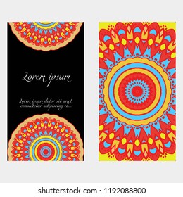 The front and rear side. mandala design elements. Wedding invitation, thank you card, save card, baby shower. Vector illustration.