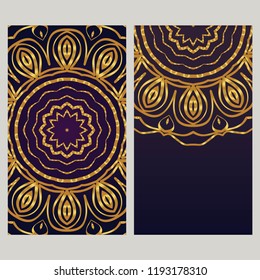 The front and rear side. mandala design elements. Wedding invitation, thank you card, save card, baby shower. Vector illustration.