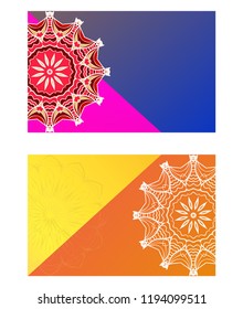 The front and rear side. mandala design elements. Wedding invitation, thank you card, save card, baby shower. Vector illustration