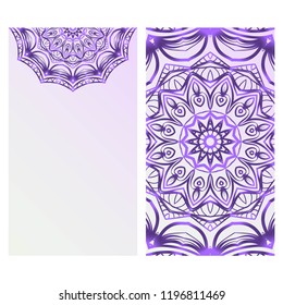 The front and rear side. mandala design elements. Wedding invitation, thank you card, save card, baby shower. Vector illustration