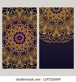 The front and rear side. mandala design elements. Wedding invitation, thank you card, save card, baby shower. Vector illustration.