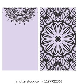 The front and rear side. mandala design elements. Wedding invitation, thank you card, save card, baby shower. Vector illustration