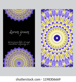 The front and rear side. mandala design elements. Wedding invitation, thank you card, save card, baby shower. Vector illustration