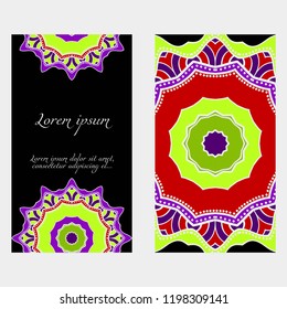 The front and rear side. mandala design elements. Wedding invitation, thank you card, save card, baby shower. Vector illustration.