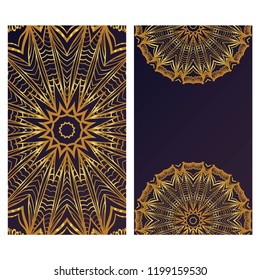 The front and rear side. mandala design elements. Wedding invitation, thank you card, save card, baby shower. Vector illustration