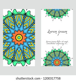 The front and rear side. mandala design elements. Wedding invitation, thank you card, save card, baby shower. Vector illustration.