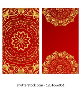 The front and rear side. mandala design elements. Wedding invitation, thank you card, save card, baby shower. Vector illustration