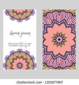 The front and rear side. mandala design elements. Wedding invitation, thank you card, save card, baby shower. Vector illustration.