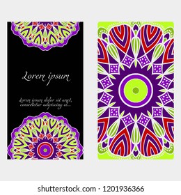 The front and rear side. mandala design elements. Wedding invitation, thank you card, save card, baby shower. Vector illustration.