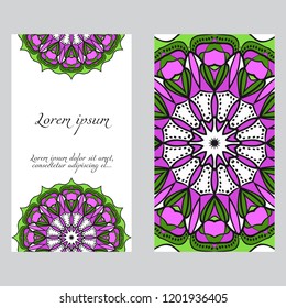 The front and rear side. mandala design elements. Wedding invitation, thank you card, save card, baby shower. Vector illustration
