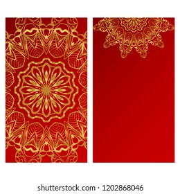 The front and rear side. mandala design elements. Wedding invitation, thank you card, save card, baby shower. Vector illustration