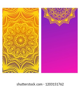 The front and rear side. mandala design elements. Wedding invitation, thank you card, save card, baby shower. Vector illustration