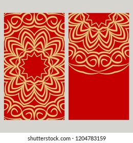 The front and rear side. mandala design elements. Wedding invitation, thank you card, save card, baby shower. Vector illustration.