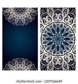 The front and rear side. mandala design elements. Wedding invitation, thank you card, save card, baby shower. Vector illustration