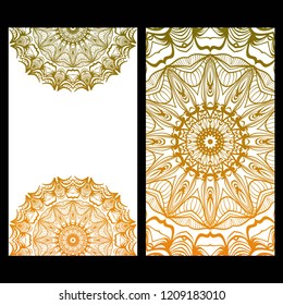 The front and rear side. mandala design elements. Wedding invitation, thank you card, save card, baby shower. Vector illustration