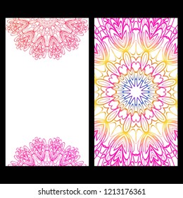 The front and rear side. mandala design elements. Wedding invitation, thank you card, save card, baby shower. Vector illustration