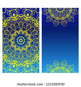 The front and rear side. mandala design elements. Wedding invitation, thank you card, save card, baby shower. Vector illustration