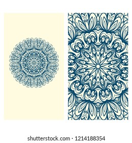 The front and rear side. mandala design elements. Wedding invitation, thank you card, save card, baby shower. Vector illustration