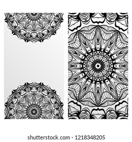 The front and rear side. mandala design elements. Wedding invitation, thank you card, save card, baby shower. Vector illustration