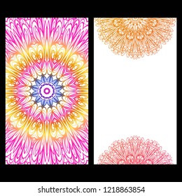 The front and rear side. mandala design elements. Wedding invitation, thank you card, save card, baby shower. Vector illustration