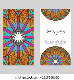 The front and rear side. mandala design elements. Wedding invitation, thank you card, save card, baby shower. Vector illustration