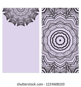 The front and rear side. mandala design elements. Wedding invitation, thank you card, save card, baby shower. Vector illustration