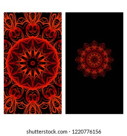 The front and rear side. mandala design elements. Wedding invitation, thank you card, save card, baby shower. Vector illustration