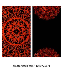 The front and rear side. mandala design elements. Wedding invitation, thank you card, save card, baby shower. Vector illustration