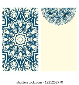The front and rear side. mandala design elements. Wedding invitation, thank you card, save card, baby shower. Vector illustration