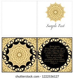 The front and rear side. mandala design elements. Invite templates . Wedding invitation, thank you card, save card, baby shower. Vector illustration.