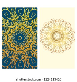 The front and rear side. mandala design elements. Wedding invitation, thank you card, save card, baby shower. Vector illustration