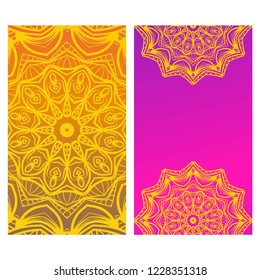 The front and rear side. mandala design elements. Wedding invitation, thank you card, save card, baby shower. Vector illustration