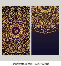 The front and rear side. mandala design elements. Wedding invitation, thank you card, save card, baby shower. Vector illustration.