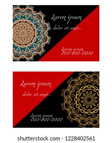 The front and rear side. mandala design elements. Wedding invitation, thank you card, save card, baby shower. Vector illustration