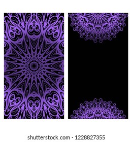 The front and rear side. mandala design elements. Wedding invitation, thank you card, save card, baby shower. Vector illustration