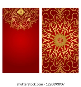 The front and rear side. mandala design elements. Wedding invitation, thank you card, save card, baby shower. Vector illustration