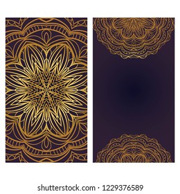 The front and rear side. mandala design elements. Wedding invitation, thank you card, save card, baby shower. Vector illustration